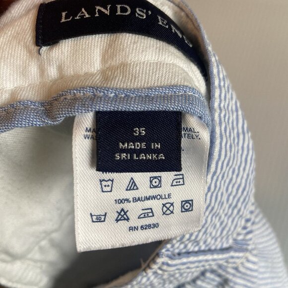 Lands End High Rise Seersucker Shorts Mens 35 Flat Front Stretch Waist Chino - Picture 9 of 12